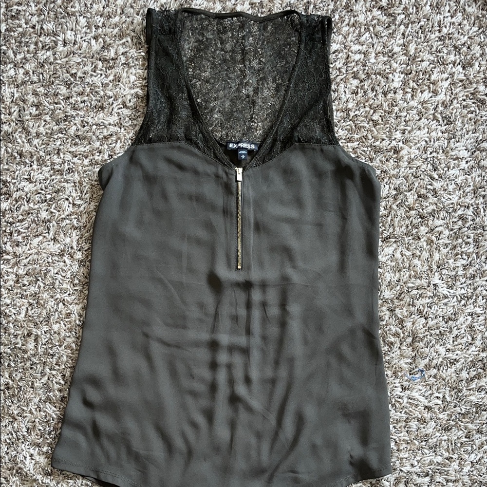 Express size small dark green Sleeveless Blouse with Zipper